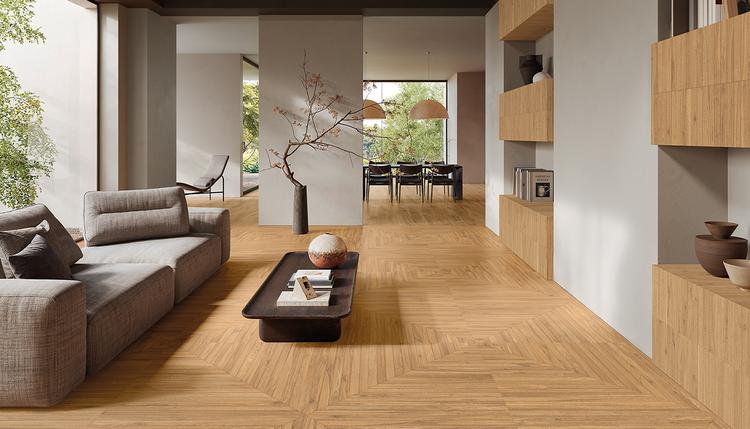 Playwood | Emilceramica Gres Porcellanato Emil Playwood Legno,brick Living Intense Oak Playtangram Immagine Gallery | Emilceramica