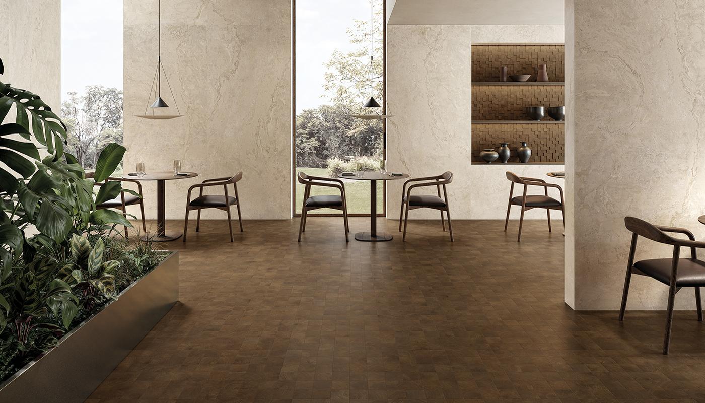 Gres Porcellanato Provenza W-circles Pietra,legno,brick Ristorante Beige Variée,wenge' Fondo Immagine Gallery | Emilceramica Gres Porcellanato Provenza W-circles Pietra,legno,brick Ristorante Beige Variée,wenge' Fondo Immagine Gallery | Emilceramica