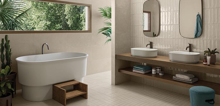 Totalook | Emilceramica Gres Porcellanato Emil Totalook Brick Bagno Sabbia Majolica Lux,sabbia Majolica Matt Immagine Gallery | Emilceramica
