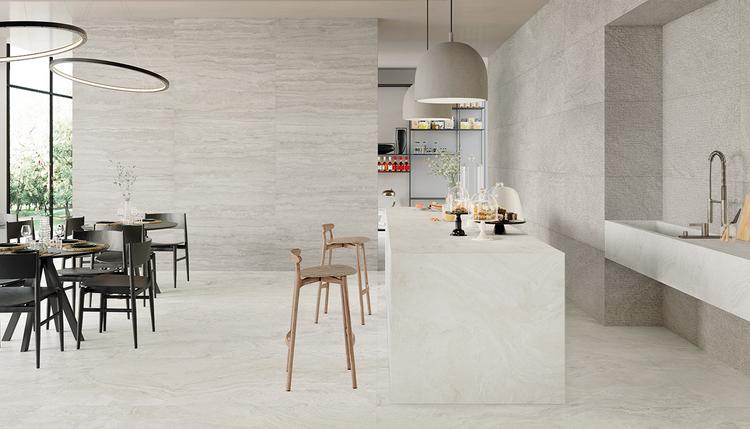 Unique Travertine | Emilceramica Gres Porcellanato Provenza Unique Travertine Pietra Silver Vein Cut,white Minimal,silver Ruled Immagine Gallery | Emilceramica